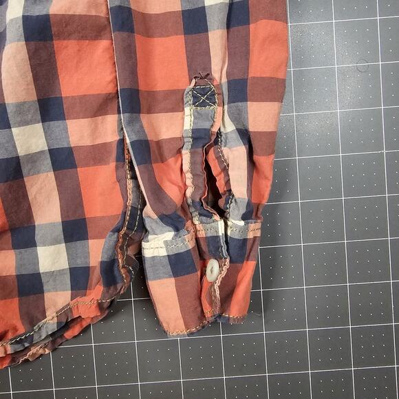 Tucker Tate Shirt Boys 7 Orange Plaid Long Sleeve Button Up Woven - Picture 2 of 11